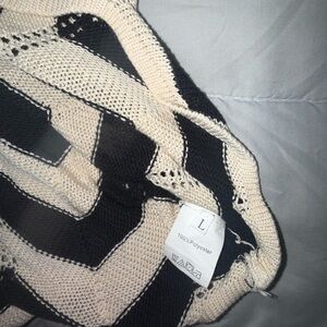 Black and Cream Striped Knit Sweater